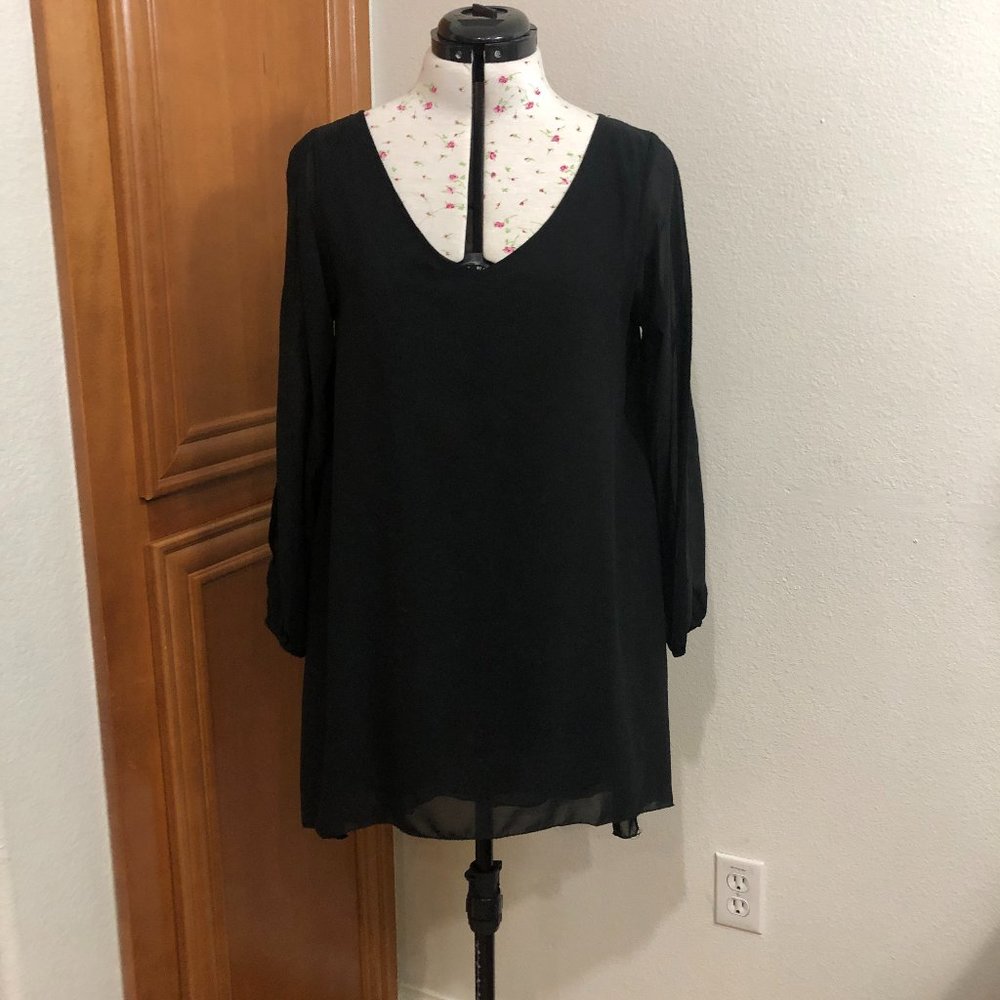 Black Sheer Long Sleeve Dress/Shirt